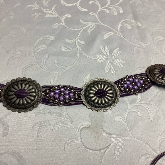 PURPLE. CONCHO BELT. FRINGED 30 in plus 17β fringed πππππππ - Picture 4 of 9